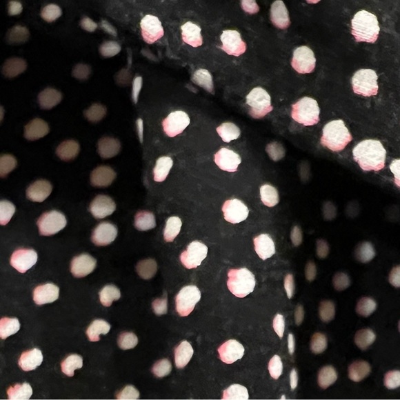 Black & White Polka Dot Rayon Top w/Back Ties, Pink Accent Shading on Dots - Picture 7 of 12